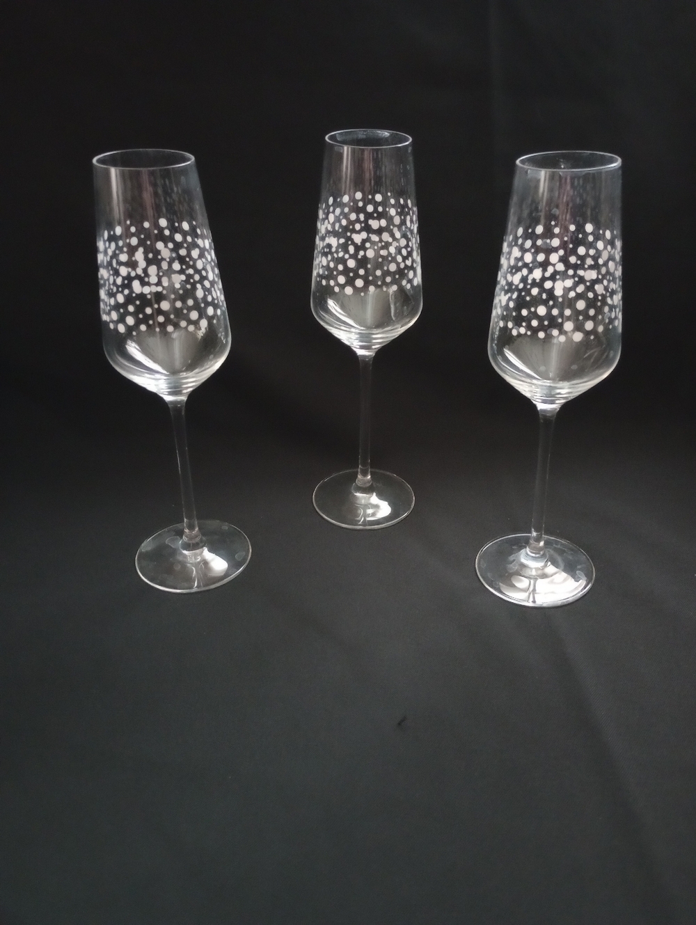 Ikea Inbjuden Bubble/White Dots Pattern Champagne Flutes -Set Of 3